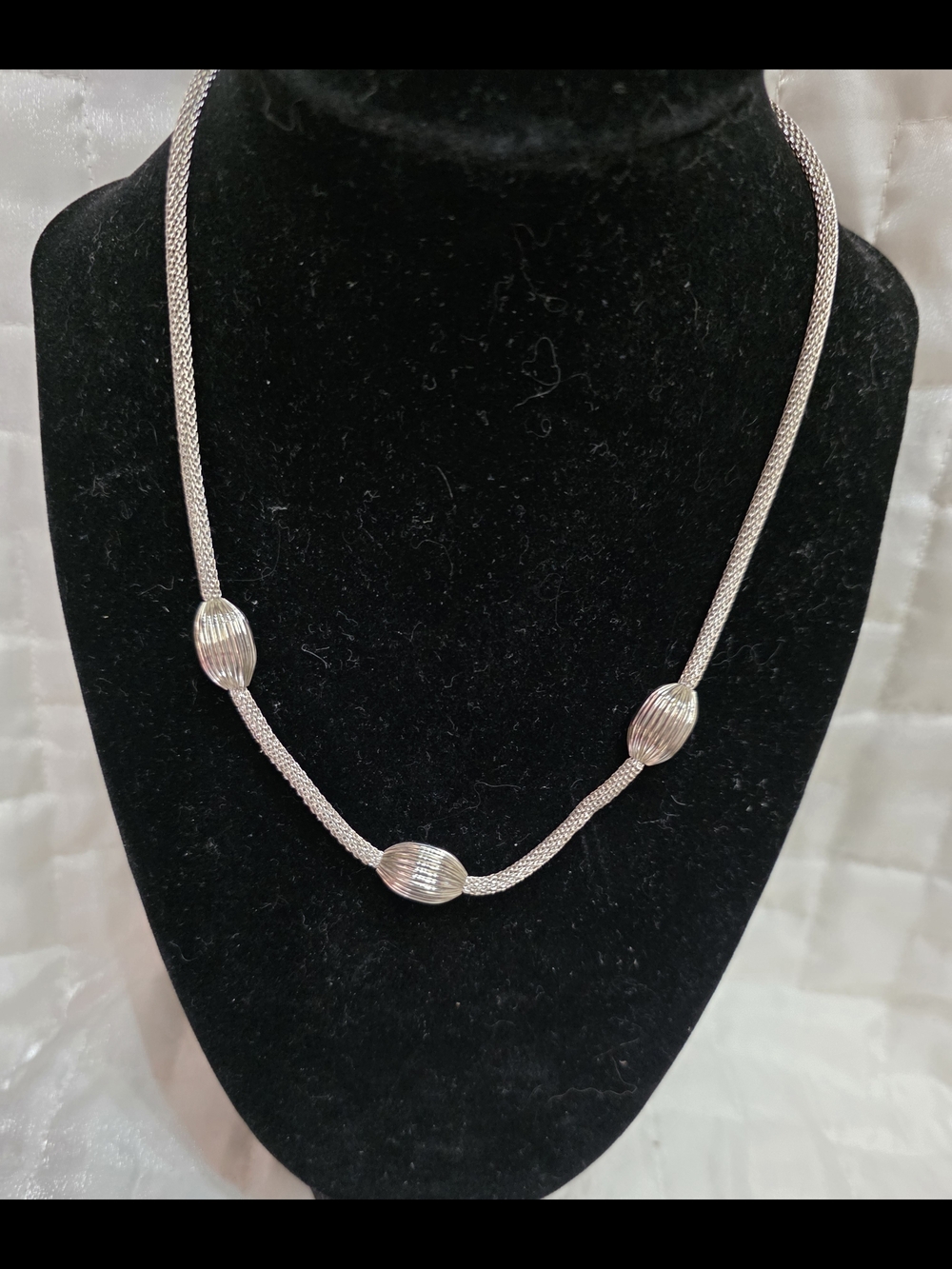 Ribbed Bead Silver-Tone Rope Necklace - Women's Jewelry